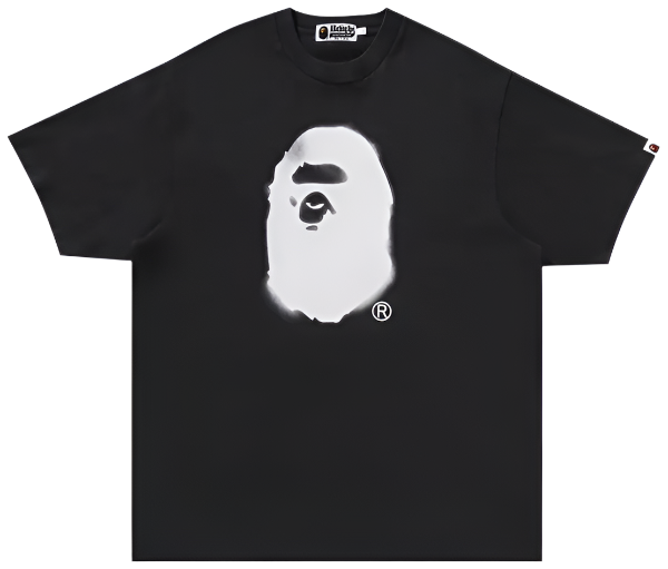 BAPE Spray Ape Head Garment Dyed Relaxed Fit Tee 'Black'