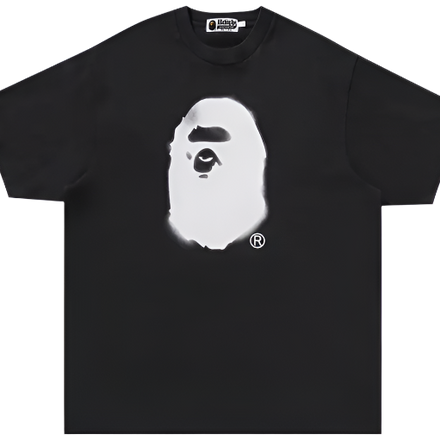 BAPE Spray Ape Head Garment Dyed Relaxed Fit Tee 'Black'