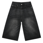 Black Washed Denim Shorts