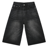 Black Washed Denim Shorts